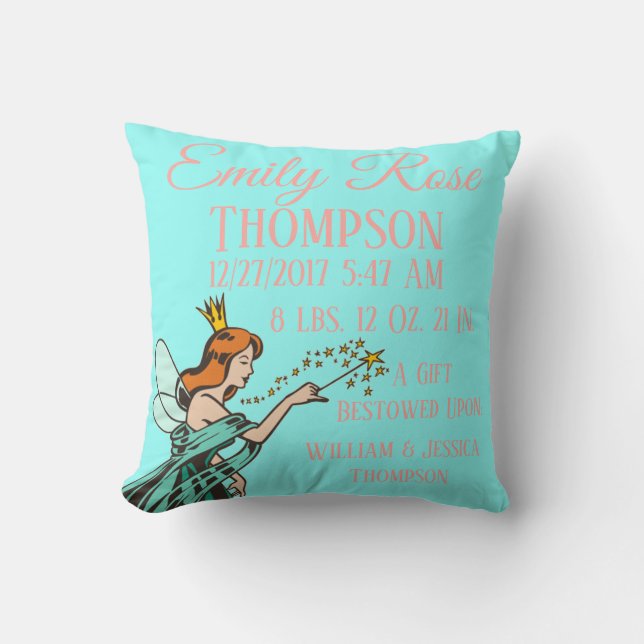 Coussin Princesse Godmother Magical Birth Stats de contes (Recto)