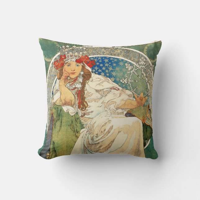 Coussin Princesse Hyacinth Pillow d'Alphonse Mucha (Recto)