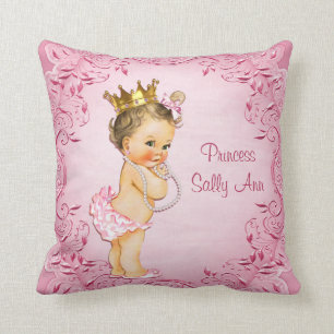 Coussin Princesse personnalisée Glamorous Pink de brune