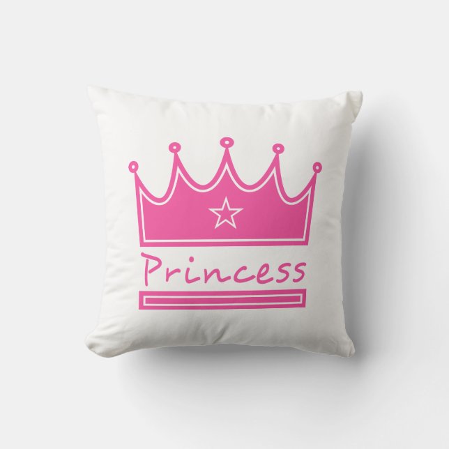 Coussin Princesse Rose Clair avec Couronne pour Chambre de (Recto)