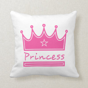 Coussin Princesse Rose Clair avec Couronne pour Chambre de