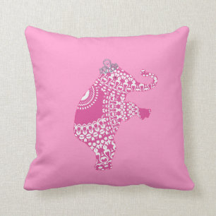 Coussin Princesse Rose de fille adorable Eléphant Américai