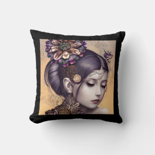 Coussin Princesse Steampunk avec une fleur couleur cuivre