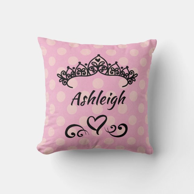 Coussin Princesse Tiara Pois rose (Recto)