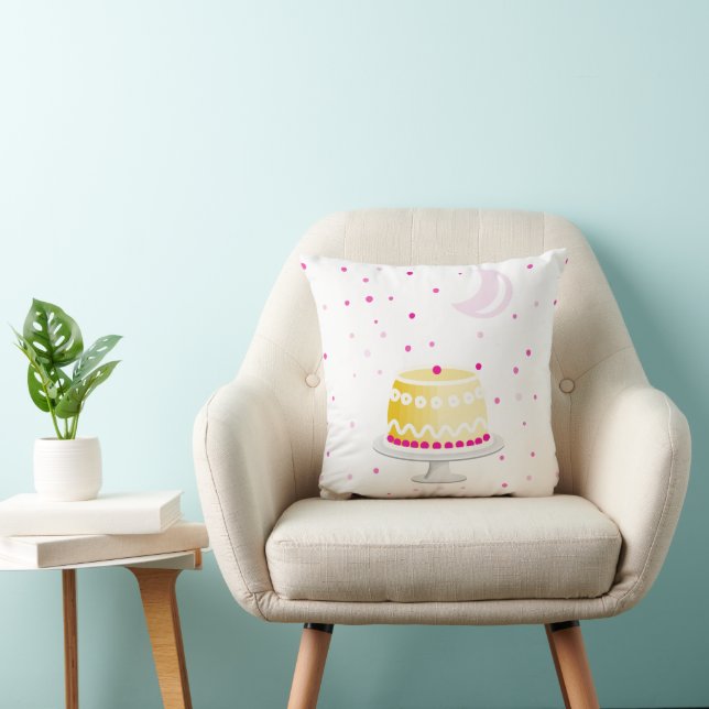 Coussin Princesse Votre Nom Château Lune Rose et Étoiles (Chaise)