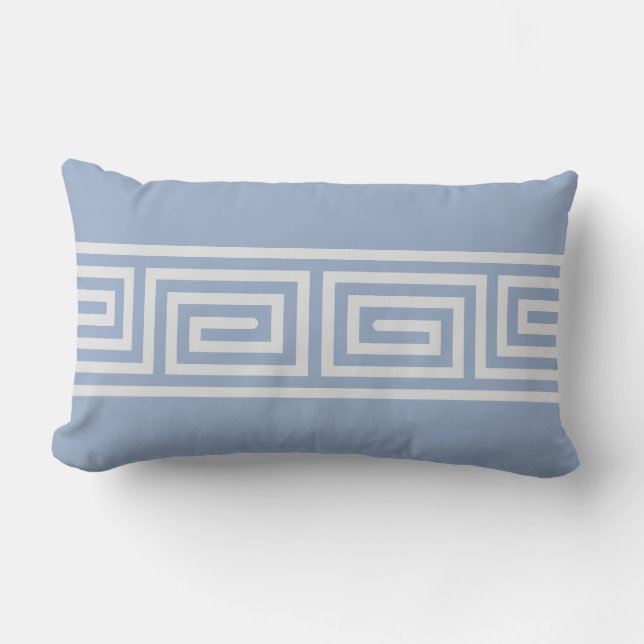 Coussin principal grec bleu et blanc chic moderne (Recto)