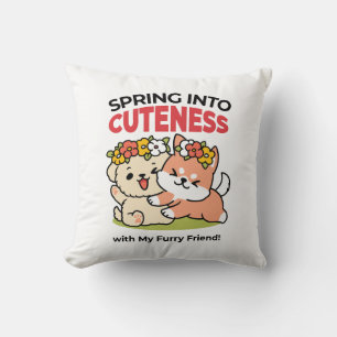 Coussin Printemps dans la laideur - Illustration de chien
