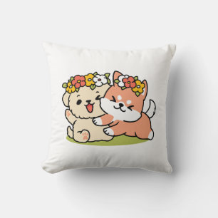 Coussin Printemps dans la laideur - Illustration de chien