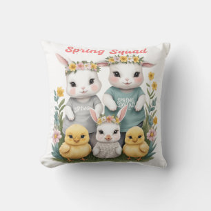 Coussin Printemps Équipe Mignon Lapin & Poussin Pâques