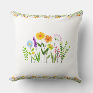 Coussin Printemps Été Fleurs sauvages
