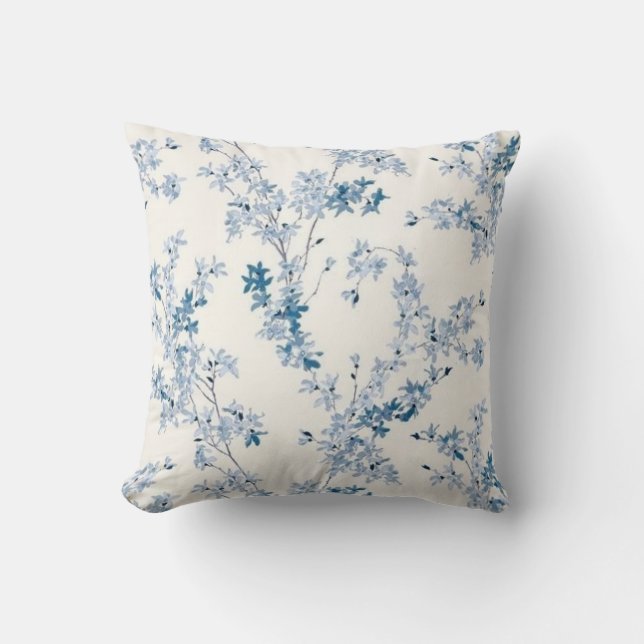 Coussin Printemps Floral Bleu  (Recto)