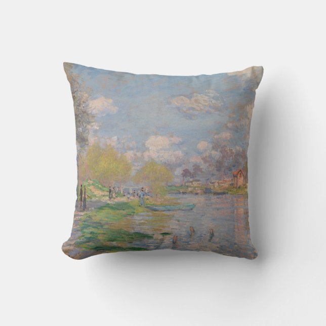 Coussin Printemps sur la Seine par Monet Impressionniste (Recto)