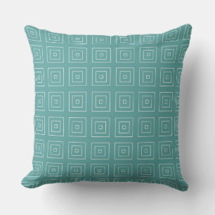 Coussin Prises carrés Turquoise blanc