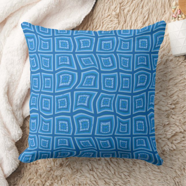 Coussin Prises de Carrés psychédéliques Vérifier Floral bl (Couverture)
