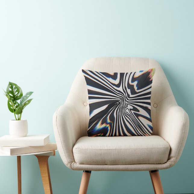 Coussin Prisme de lignes déformées Glitch (Chaise)