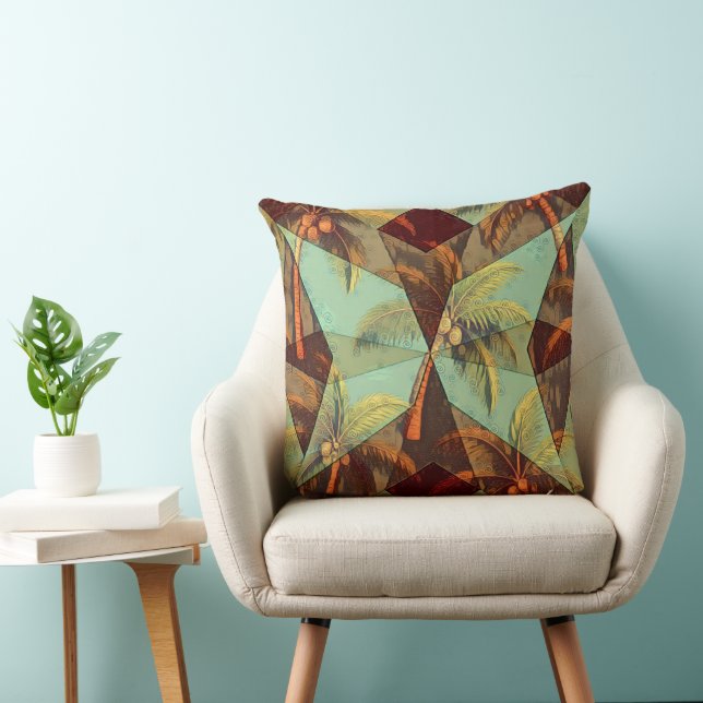 Coussin Prisme Tropical – Dessin de Palmier Géométrique Ab (Chaise)