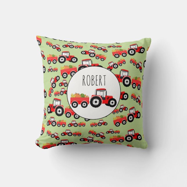 Coussin Produit de la ferme de camion de tracteur rouge pe (Recto)