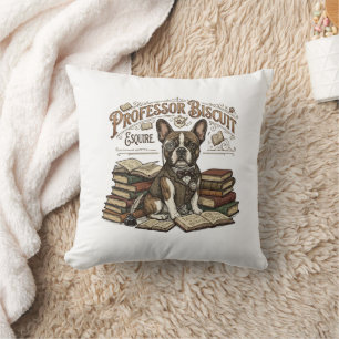 Coussin Professeur Biscuit Frenchie Esquire vintage 