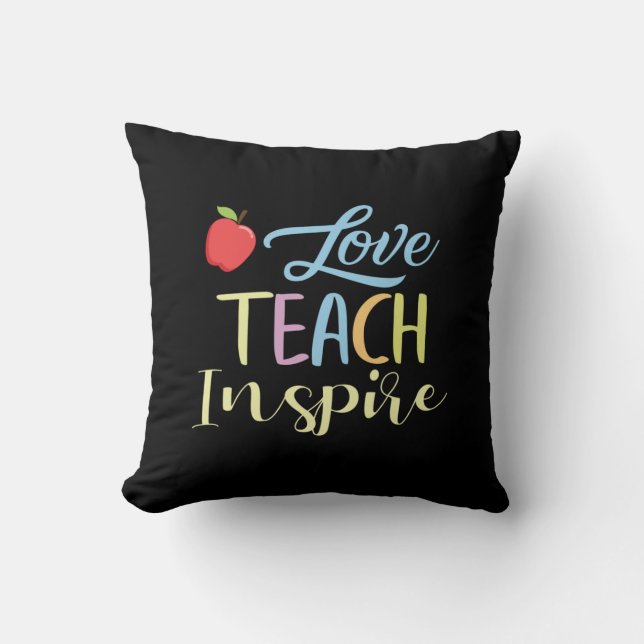 Coussin Professeur Cadeaux | Love Teach Inspire (Recto)