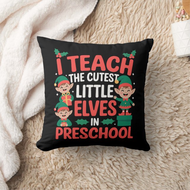 Coussin Professeur de Noël J'enseigne aux lutins les plus  (Couverture)