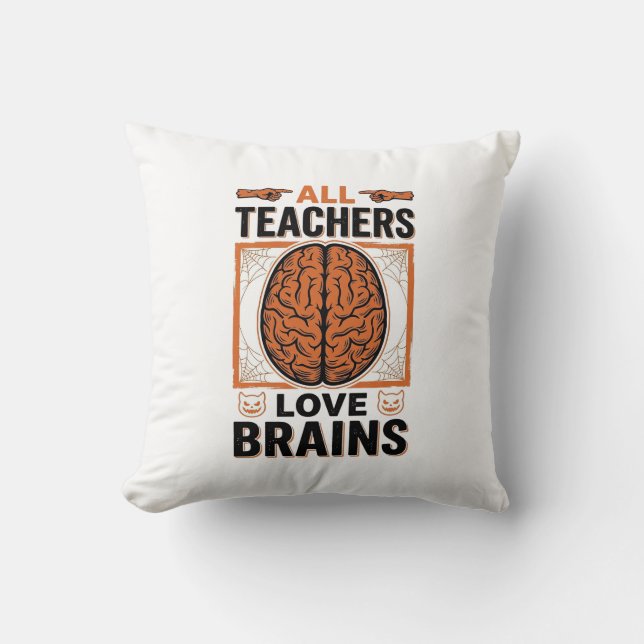 Coussin Professeur drôle Halloween Cerveaux Graphique vint (Recto)