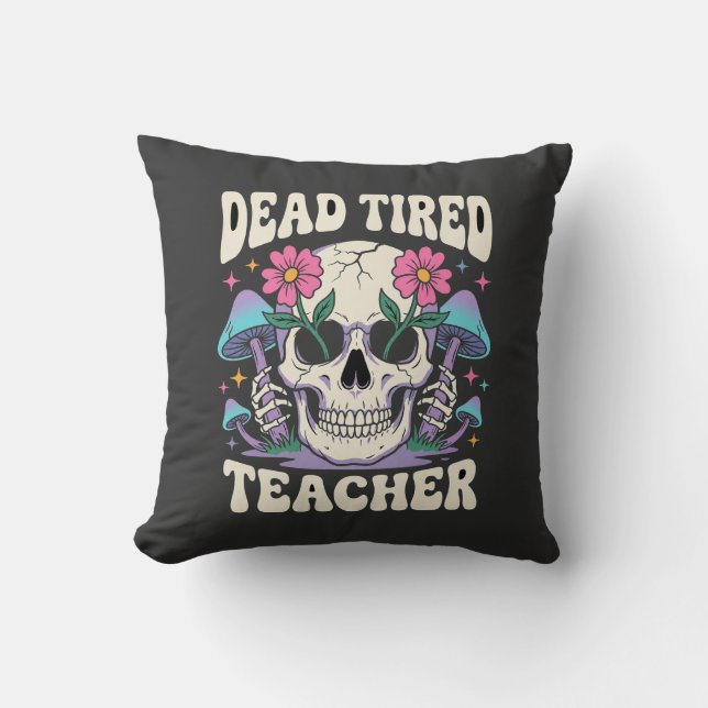Coussin Professeur Épuisé Crâne Champignon Halloween Graph (Recto)