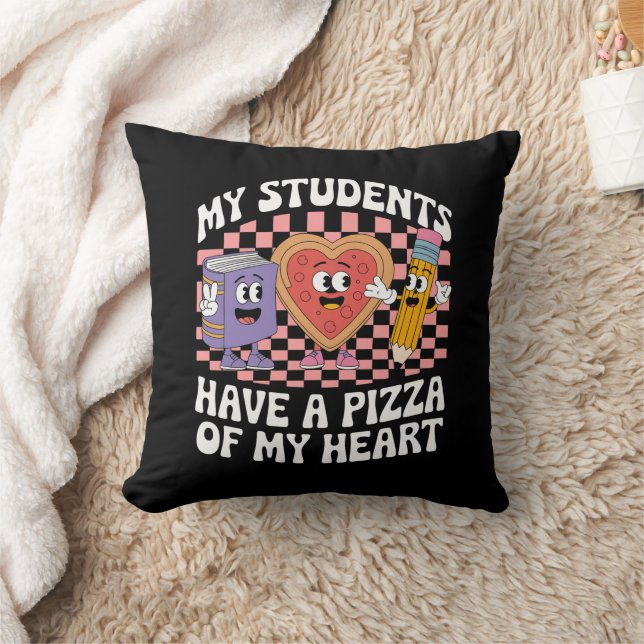 Coussin Professeur Mes élèves ont une pizza de mon cœur  (Couverture)