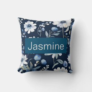 Coussin Professionnel Moderne Minimaliste Blue Floral Nom