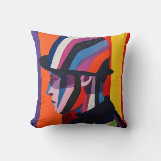 Coussin Profil abstrait avec chapeau melon