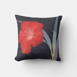 Coussin Profil de fleurs rouges rustiques