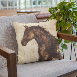 Coussin Profil du cheval sauvage Brown