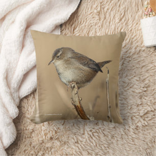 Coussin Profil d'un joli troglodyte des marais