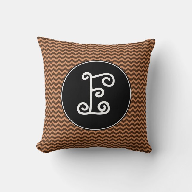 Coussin Profil onduleux rustique de brun brun clair et (Recto)