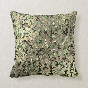 Coussin Profond Vert Damas rose rose Séquence Blush Faux O