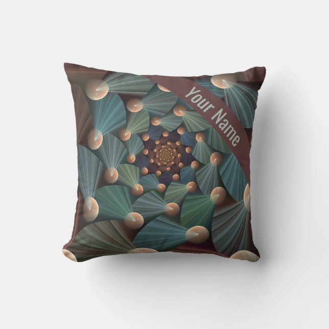 Coussin Profondeur d'art fractal moderne, Brown, Ardoise,  (Recto)
