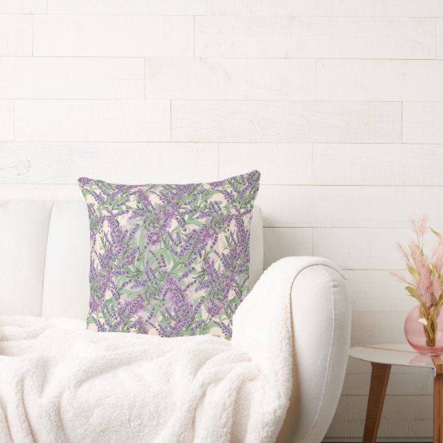 Coussin Profusion de Lavande Poussiéreuse Florale Rustique (Canapé)