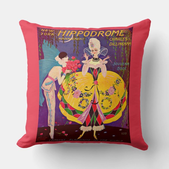 Coussin Programme Hippodrome de New York des années 1920 (Recto)