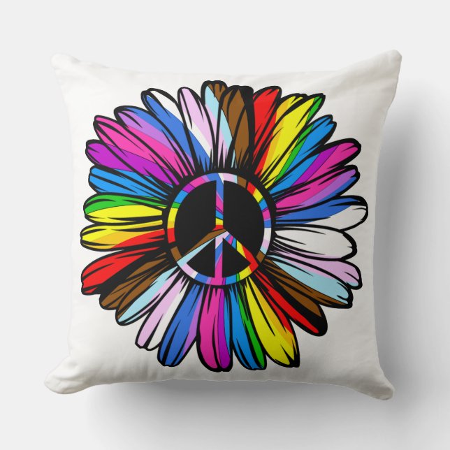 Coussin Progrès Fierté Paix Daisy - LGBTQ+ L'amour gagne (Recto)