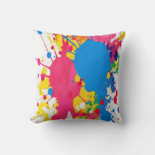Coussin Projections de peinture colorées