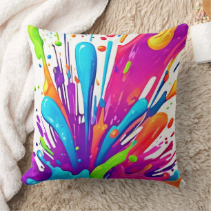 Coussin Projections de peinture liquide colorée