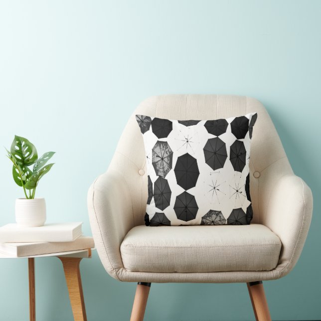 Coussin projeter des parapluies blancs noirs gris ou gris  (Chaise)