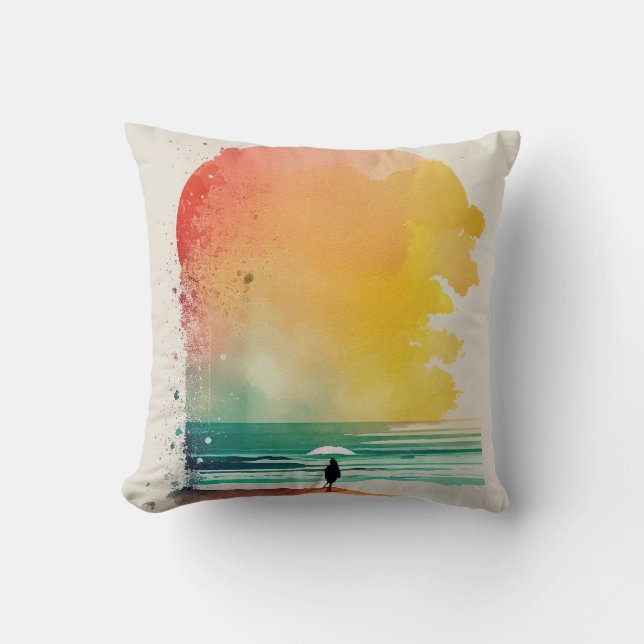 Coussin Promenade dans les Waves Abstrait Beach Art (Recto)