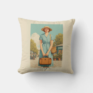 Coussin Promenade d'été vintage à Paris
