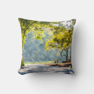Coussin Promenade du Cornouiller en peinture