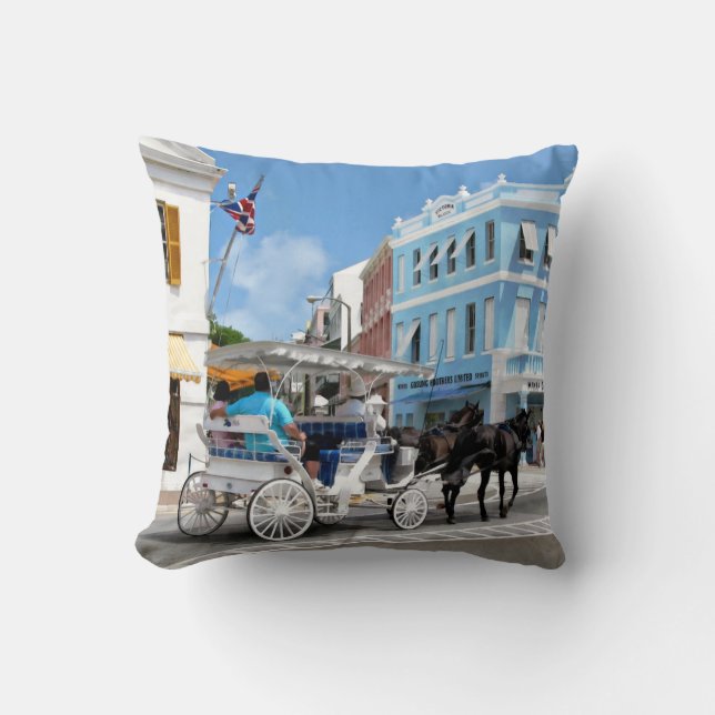 Coussin Promenade en calèche à Hamilton aux Bermudes (Recto)