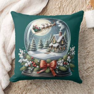 Coussin Promenade en traîneau du Père Noël dans un monde d