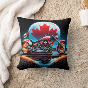 Coussin Promenade nocturne sous le drapeau canadien