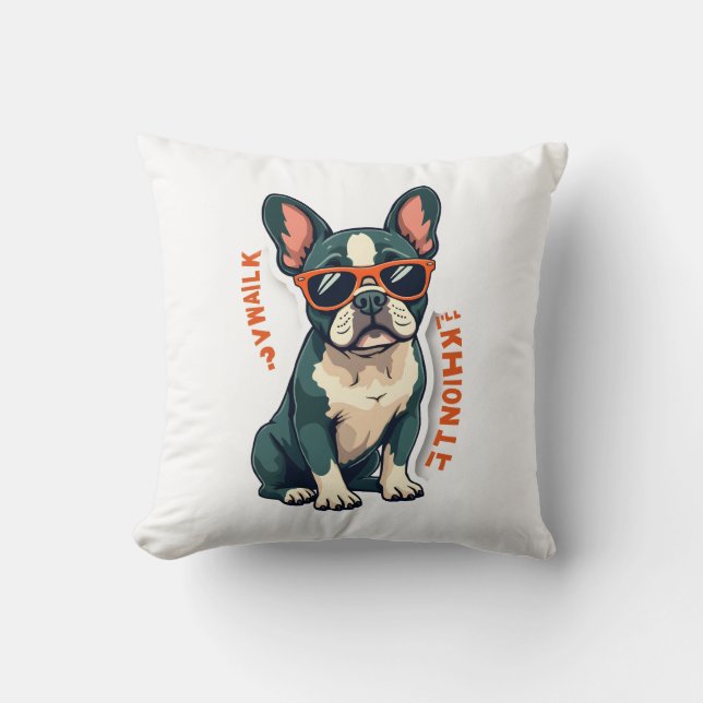 Coussin Promenade Vintage J'y Réfléchirai Bouledogue Franç (Recto)