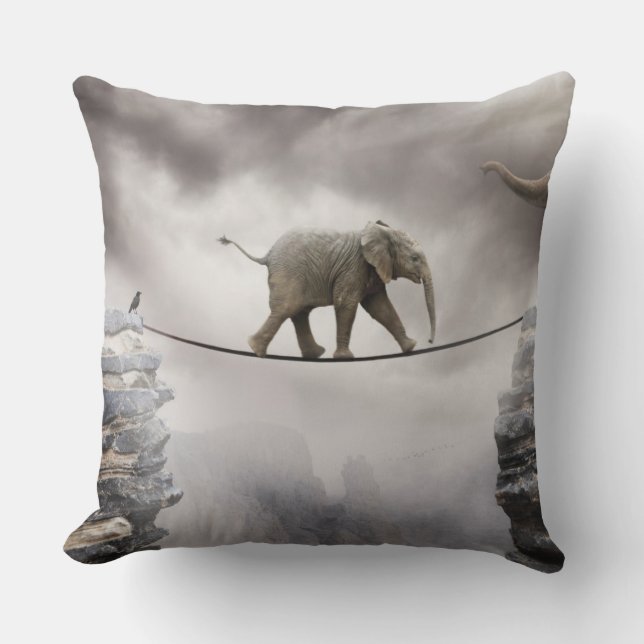 Coussin Promenades d'éléphant de bébé Tightrope (Recto)