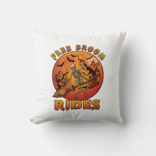 Coussin Promenades en balai gratuites Halloween squelette